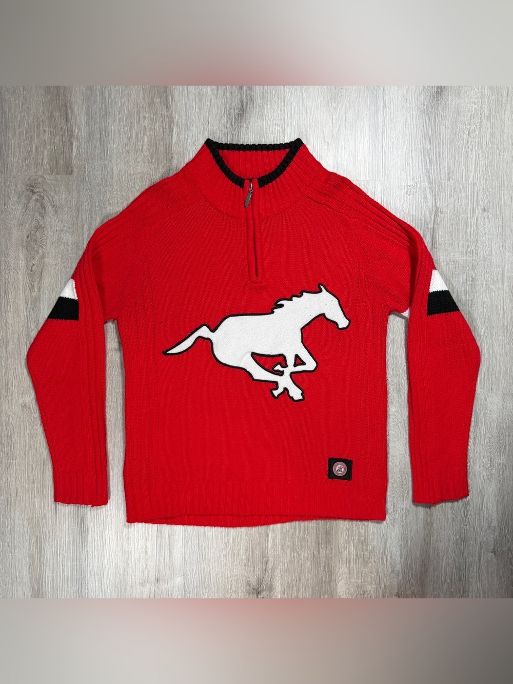 SOGO CFL Calgary Stampeders Quarter Zip Knit Sweater Small